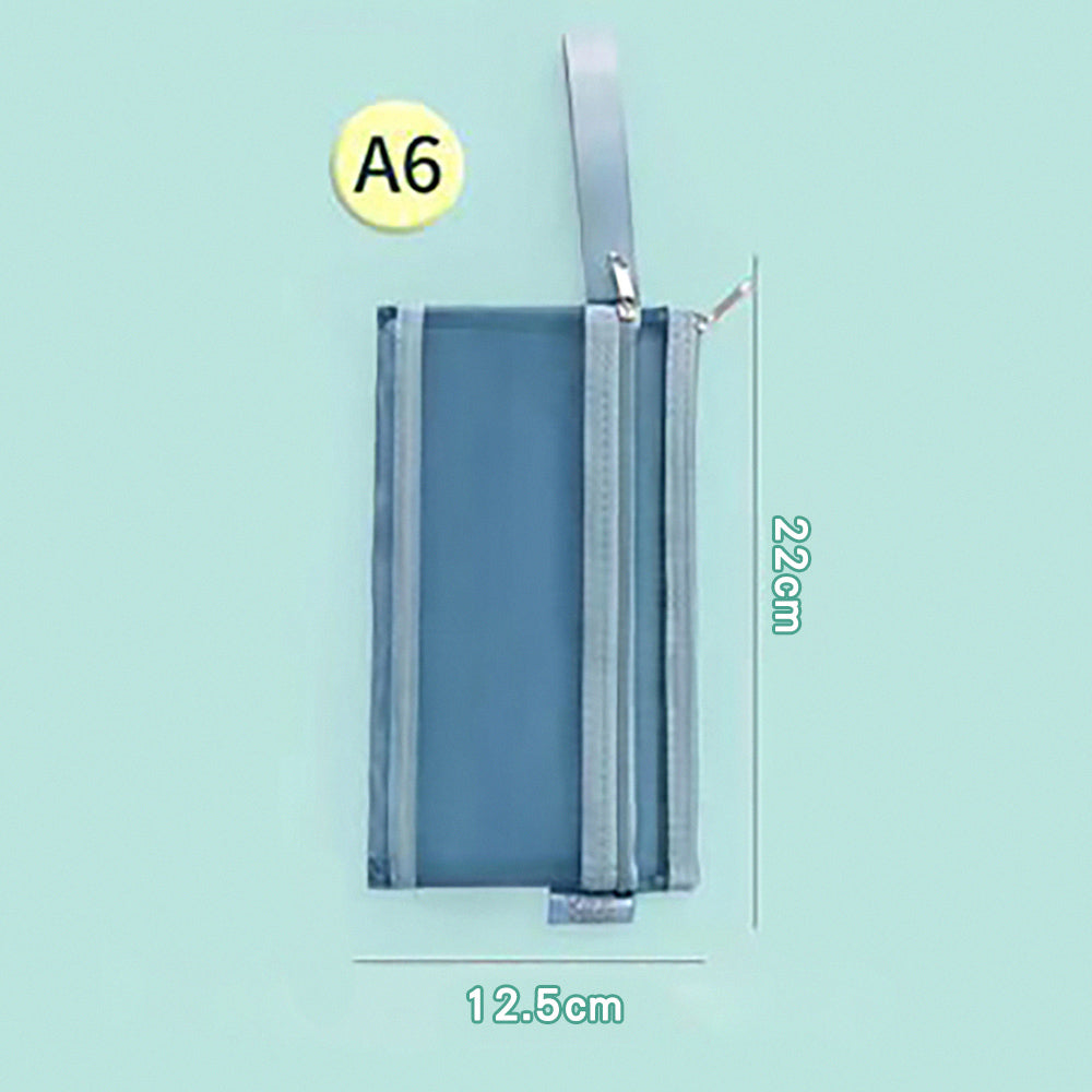 Muji-Style Morandi Mesh Transparent Pencil Case - Minimalist & Durable