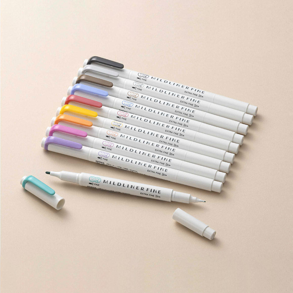 ZEBRA MILDLINER Dual Fine Tip Highlighter (WYT9) Fine Tip + Extra-Fine Tip Soft Color Marking