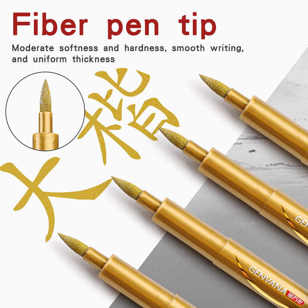 Golden Replenishable Scripture Calligraphy Pen with Soft Nib