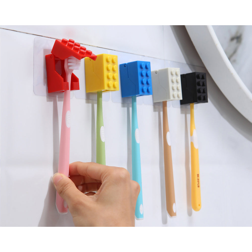 Non-Mark Adhesive Building Block Toothbrush Holder