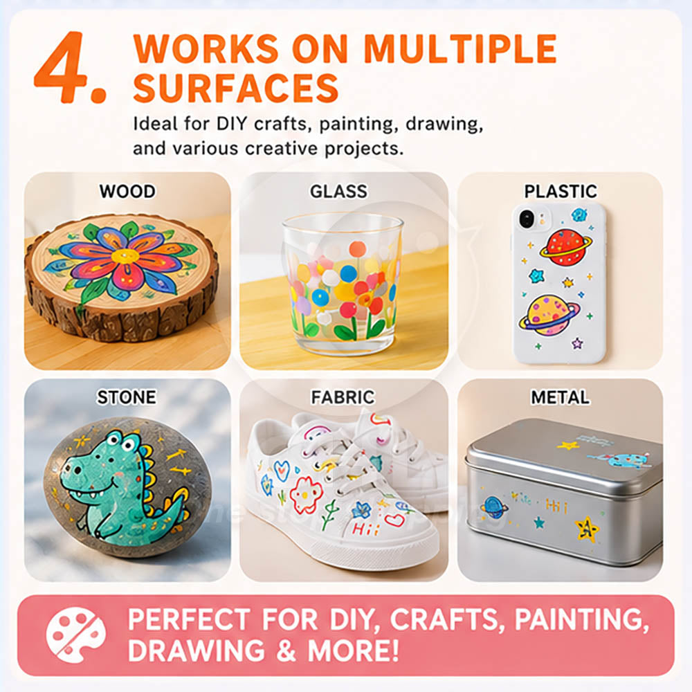 24-Color Acrylic Marker Set – Waterproof Paint Pens, Layering Graffiti Markers for Wood, Glass & Plastic