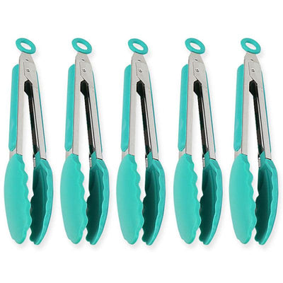 9 inch stainless steel multifunctional silicone food clip aqua blue food clip kitchen supplies daily necessities - CHL-STORE 