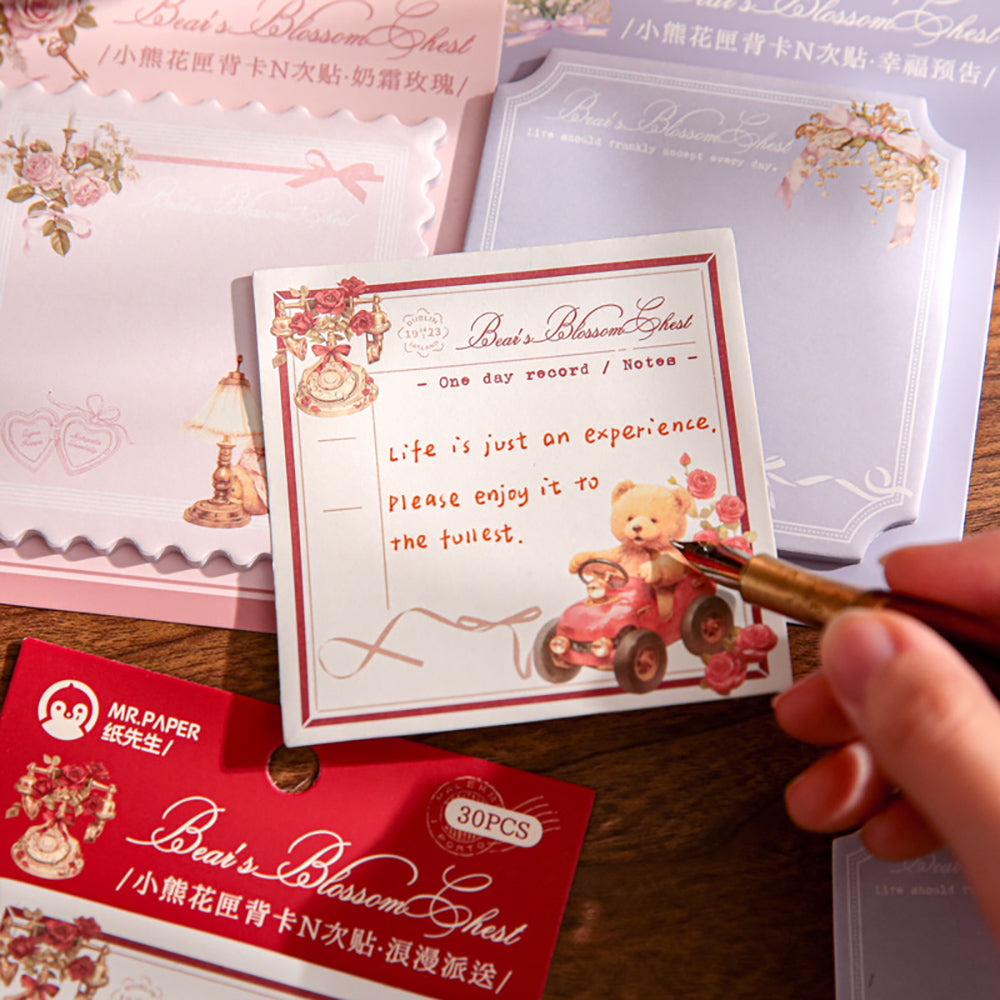 Mr. Paper Bear Flower Box Sticky Notes – Romantic & Healing Series