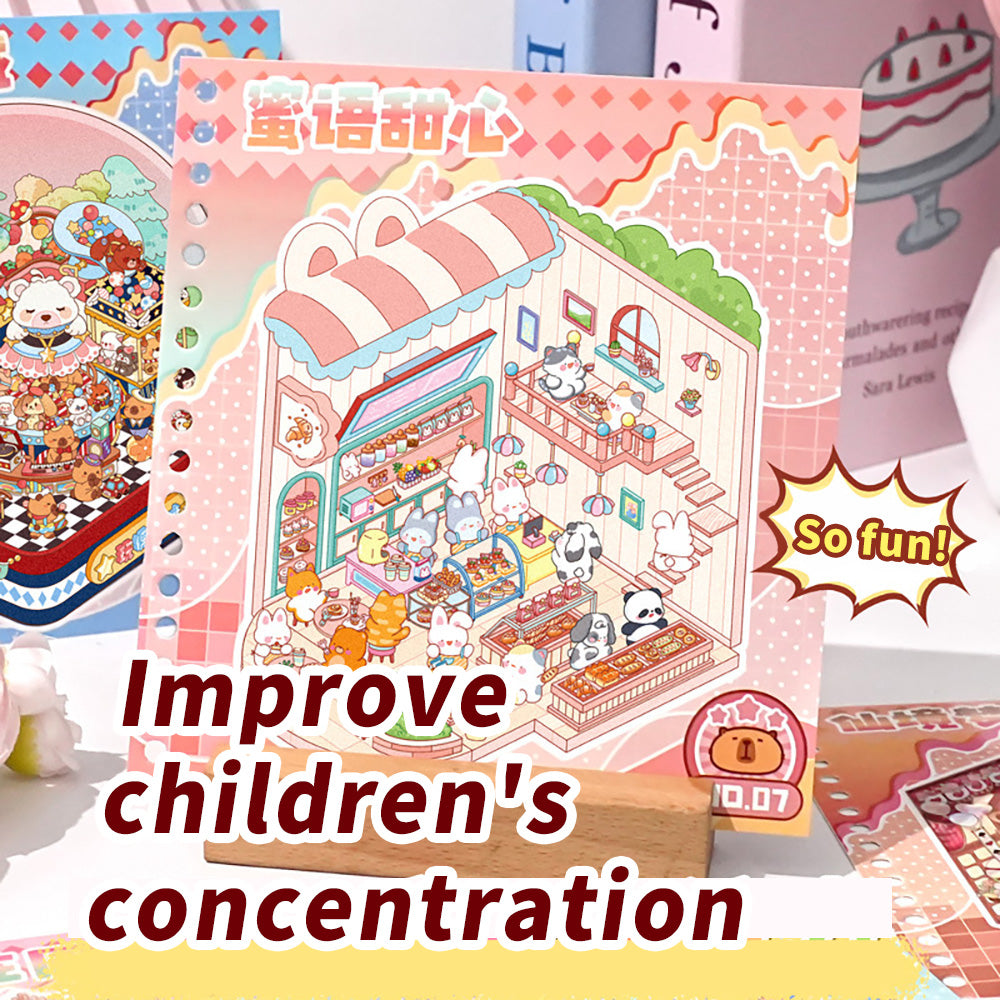 Miniature Scenery Sticker Book – Capybara DIY 3D Paper Craft Kit