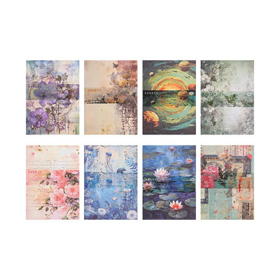 Notebook material paper Retro background decoration Floral style Landscape Soft and beautiful