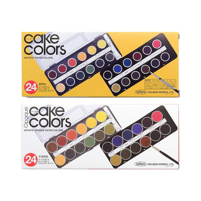 Holbein 24-Color Professional Transparent Watercolor Cake Set