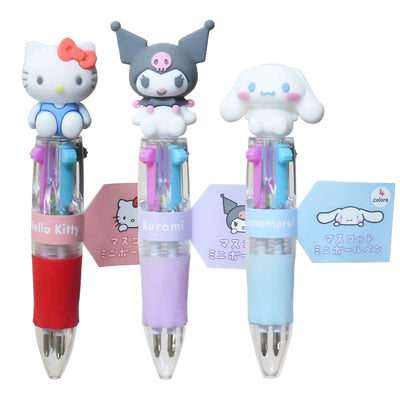 Sanrio 4-color mini ballpoint pen 0.5mm Super popular character small and cute Hello Kitty Kuromi Cinnamoroll Hangyodon