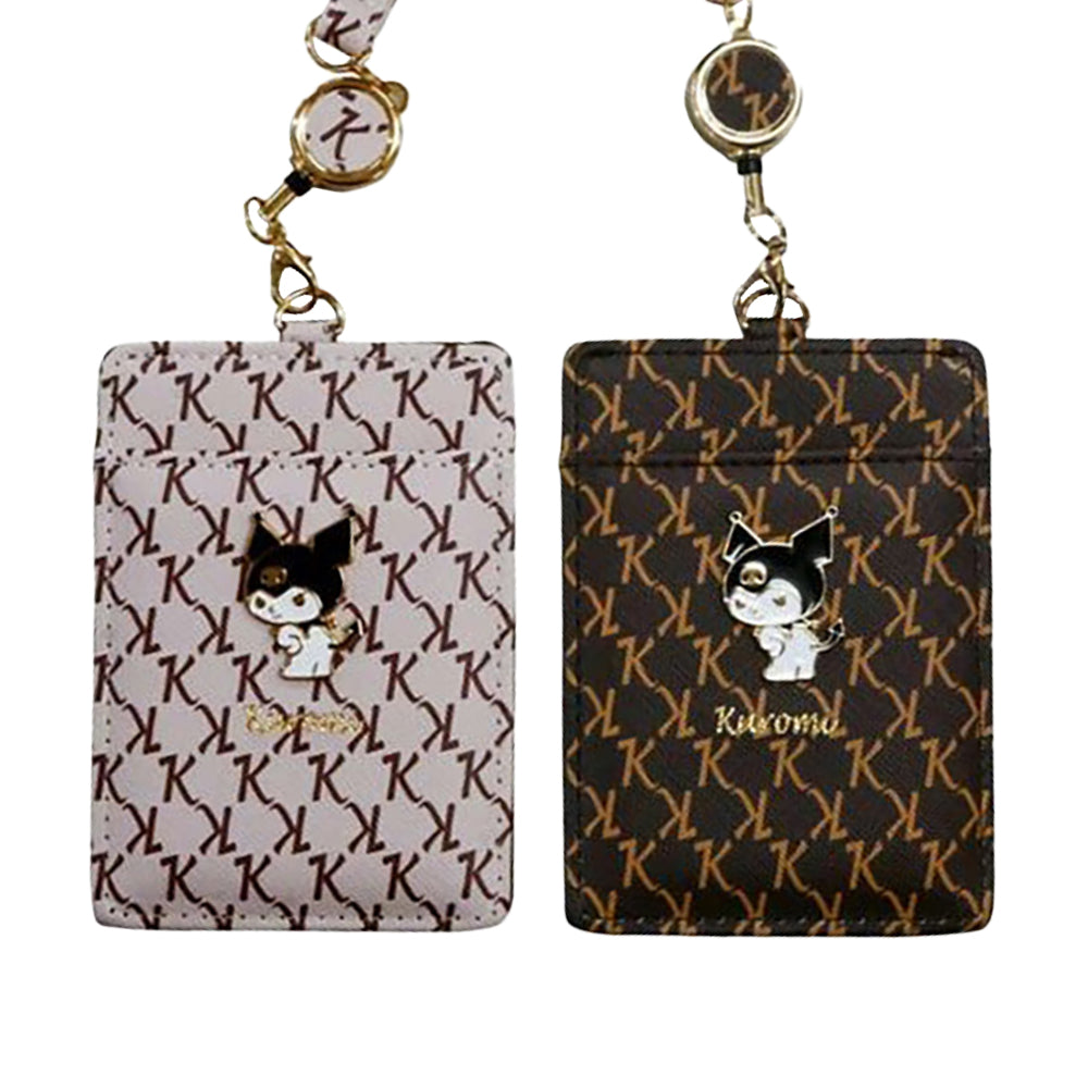 Kuromi Chic Sanrio Leather Card Holder with Telescopic Coil