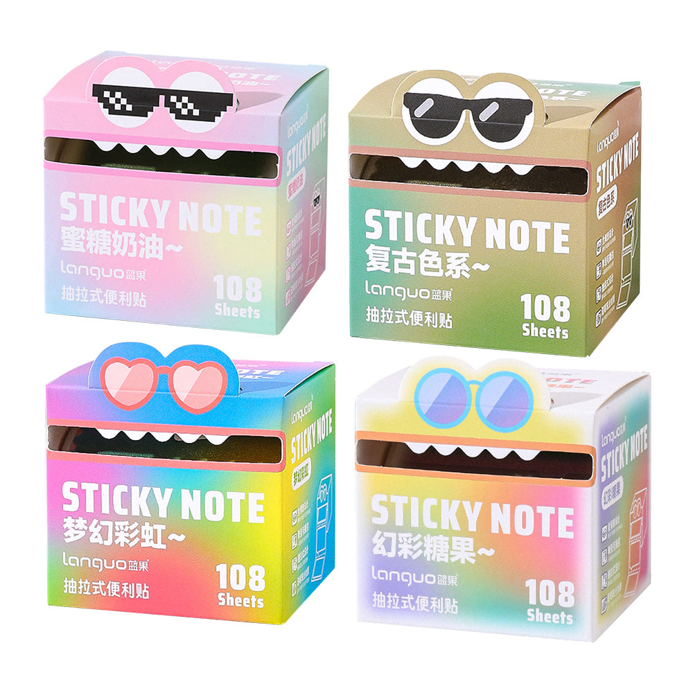LANGUO Pearlescent Sticky Notes | 4 Gradient Color Rolls | Fully Adhesive, Reusable, No Residue