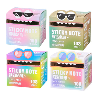 LANGUO Pearlescent Sticky Notes | 4 Gradient Color Rolls | Fully Adhesive, Reusable, No Residue