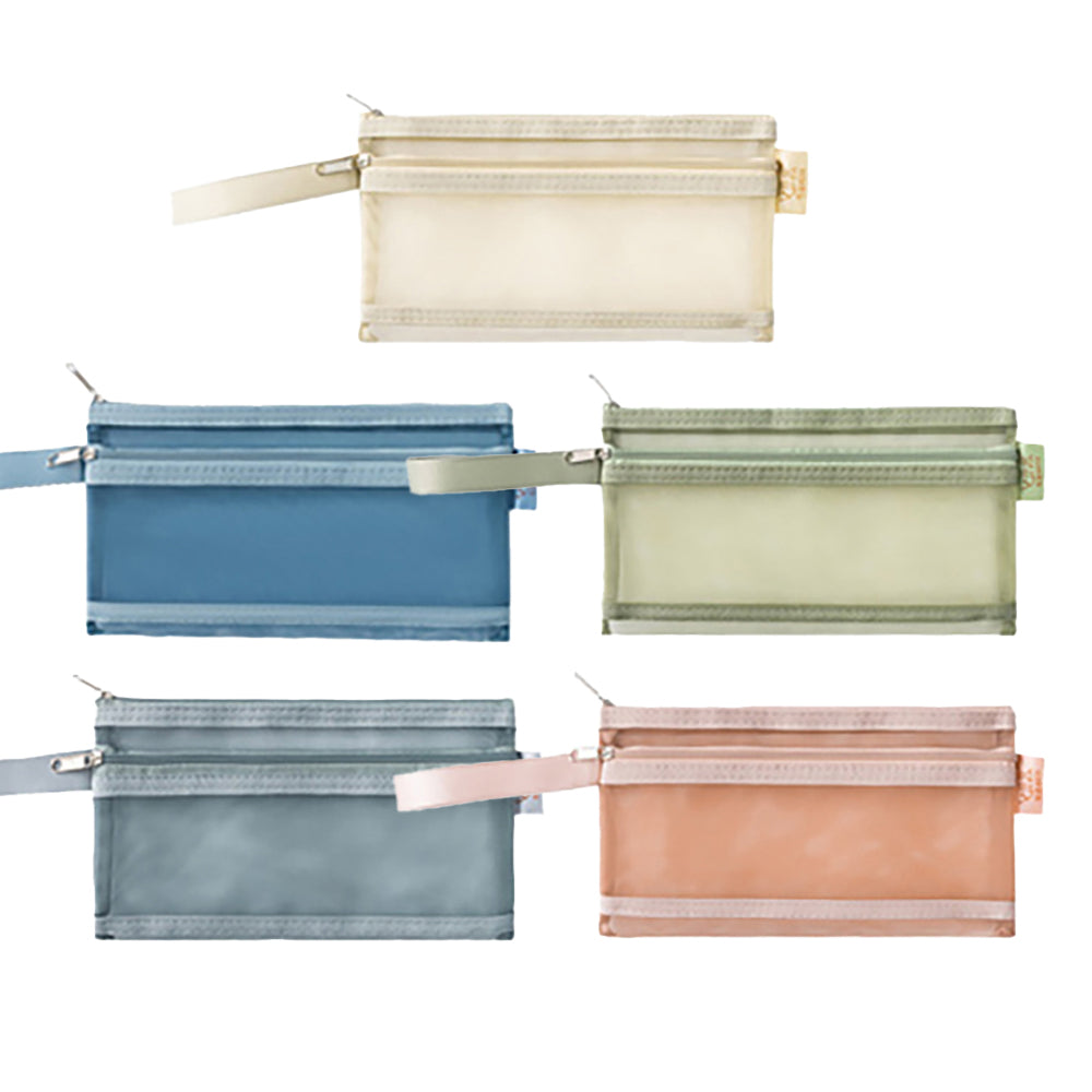 Muji-Style Morandi Mesh Transparent Pencil Case - Minimalist & Durable