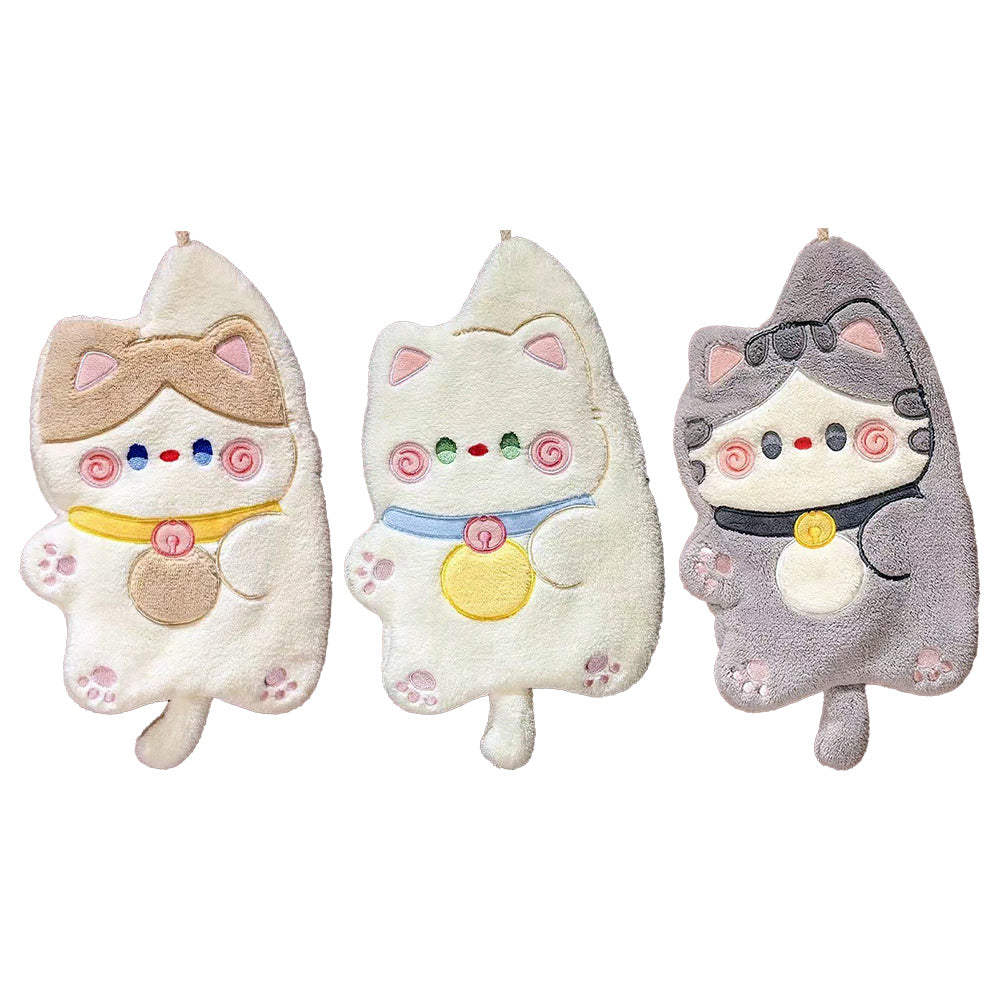Lucky Cat Coral Velvet Super Absorbent Kitchen Towel