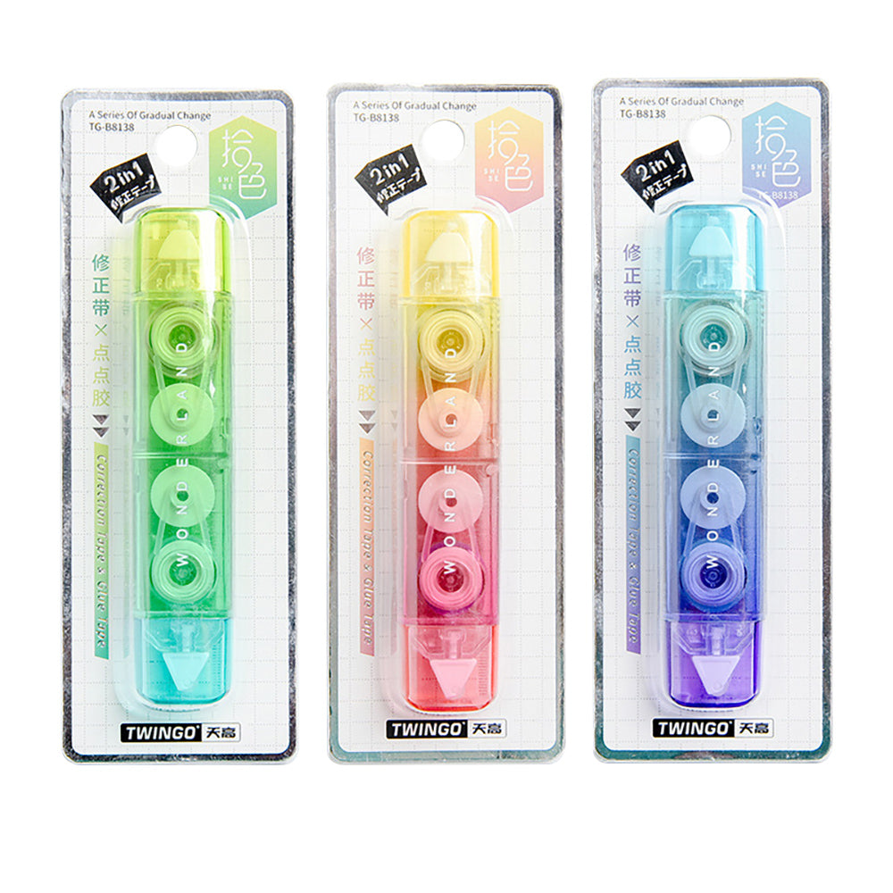 Dreamy Gradient 2-in-1 Correction & Adhesive Tape: Compact & Versatile
