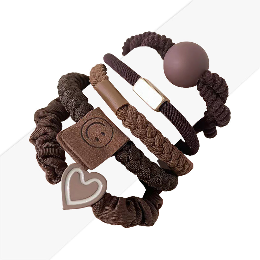 Korean Cozy Autumn Hair Tie Set - Plush, Knitted & Durable