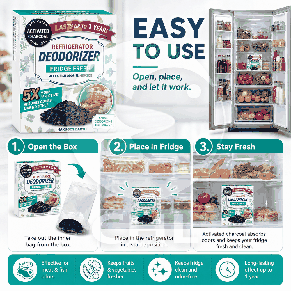 Hakugen Earth Japan-made odor-free refrigerator deodorizer deodorization activated carbon refrigeration odor elimination refrigerator deodorizer