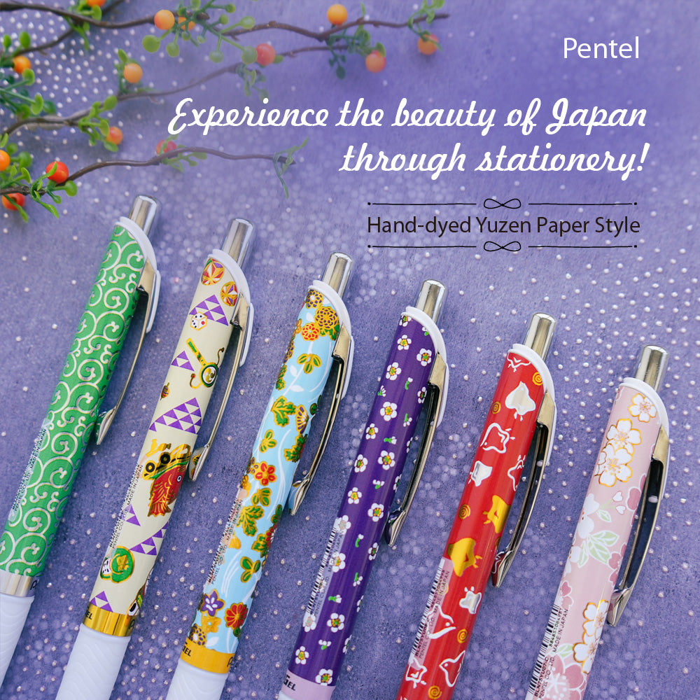 PENTEL Energel Yuzen 2: Vibrant Eco-Friendly Gel Pen with Japanese Art Design