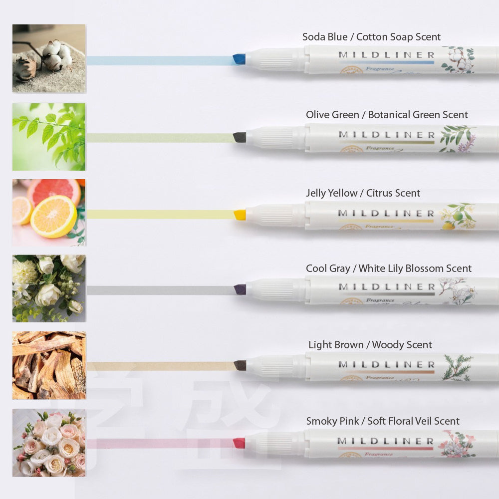 ZEBRA Mildliner Fragrance Highlighter | Double Tip Soft Color Highlighter | 6 Scents | Japan Limited Edition