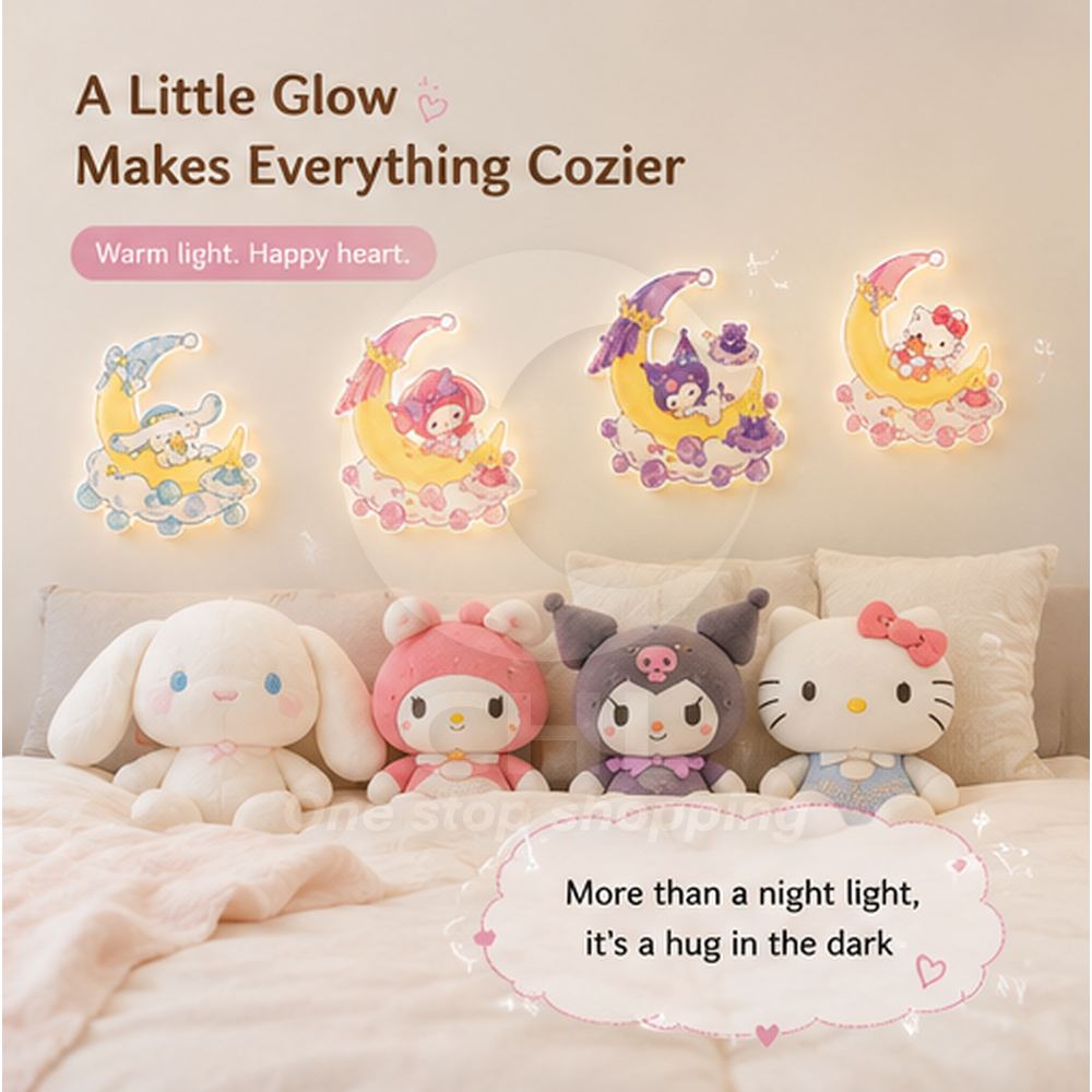Sanrio Sound Sensor Wall Lamp Sleep Night Light Hello Kitty My Melody Kuromi Cinnamoroll