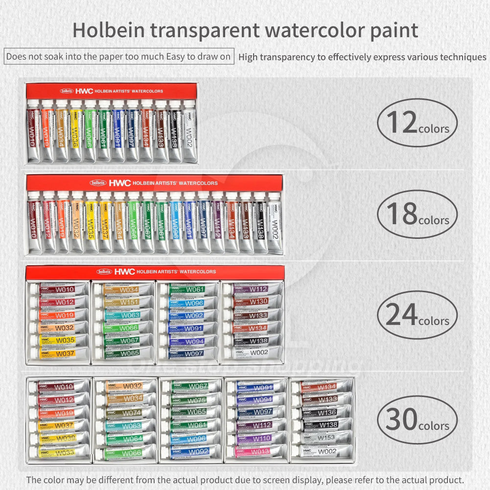 Holbein Transparent Watercolor Paint Lightfast Not Easy to Fade High Transparency Professional Grade Artist Fine Art