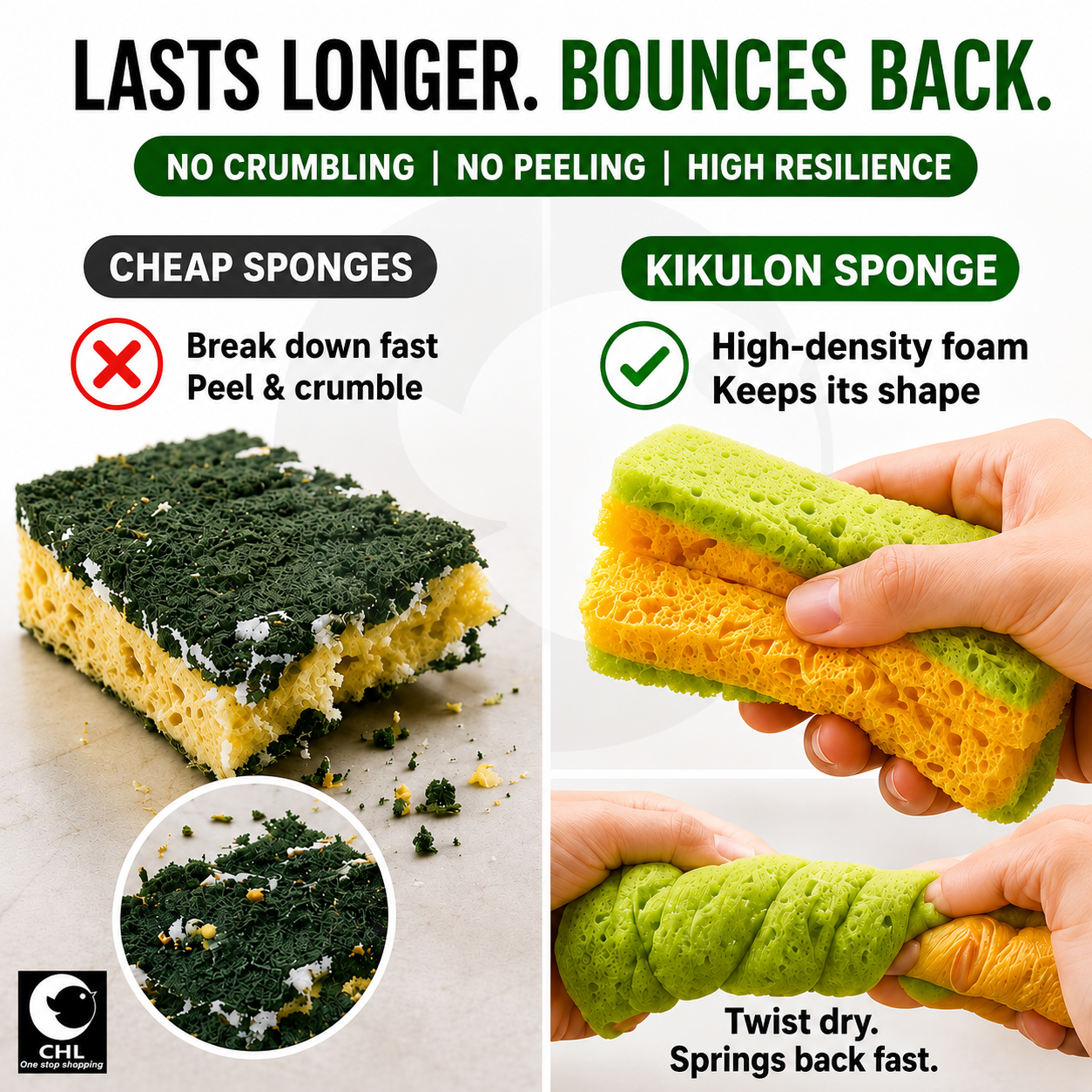 Japanese Antibacterial Ultra-Foam Dish Sponge Duo