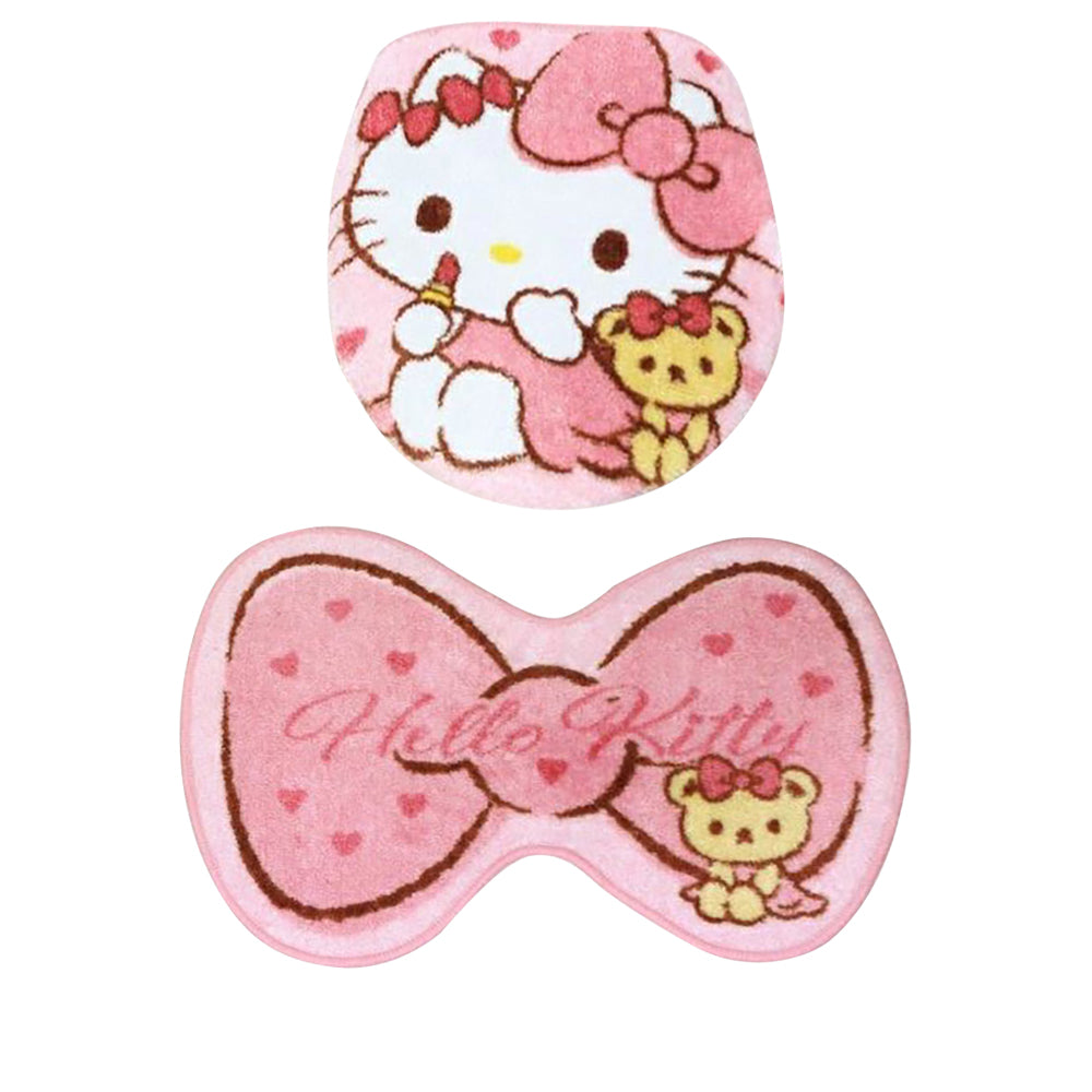 Sanrio toilet seat cover and floor mat 2-piece set Hello Kitty Cinnamoroll mat anti-slip carpet home cute warm