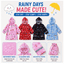 Skater Cinnamoroll Starry Sky Kid's Raincoat with Safety Features