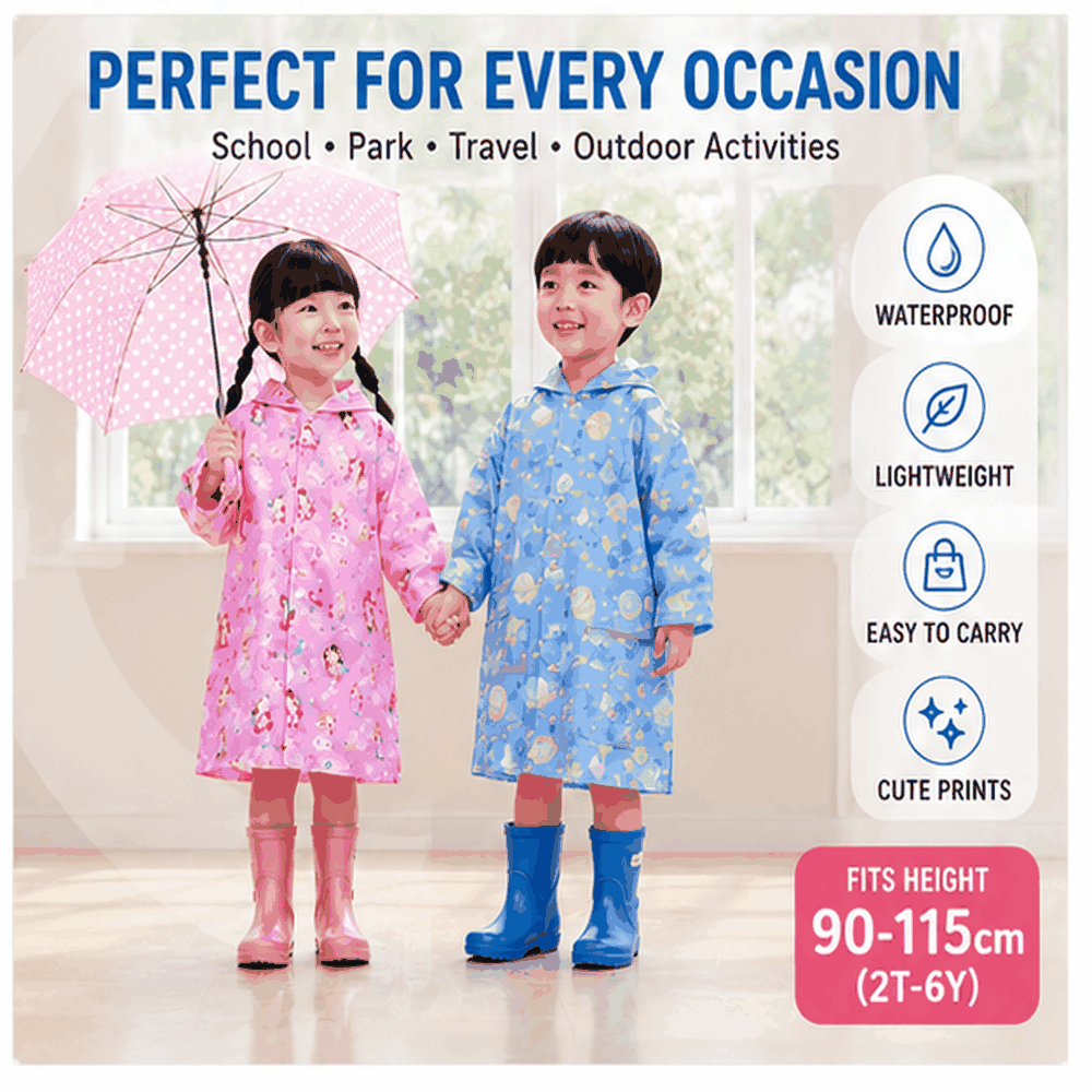Skater Cinnamoroll Starry Sky Kid's Raincoat with Safety Features