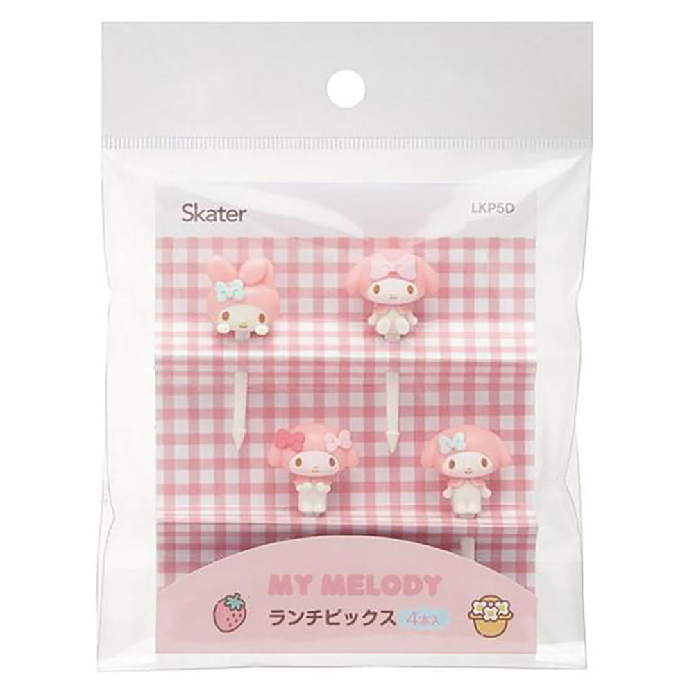SKATER Kuromi Bento Decoration Sanrio Food Cooking Bento Decoration Fruit Fork Cute Decoration Set of 4