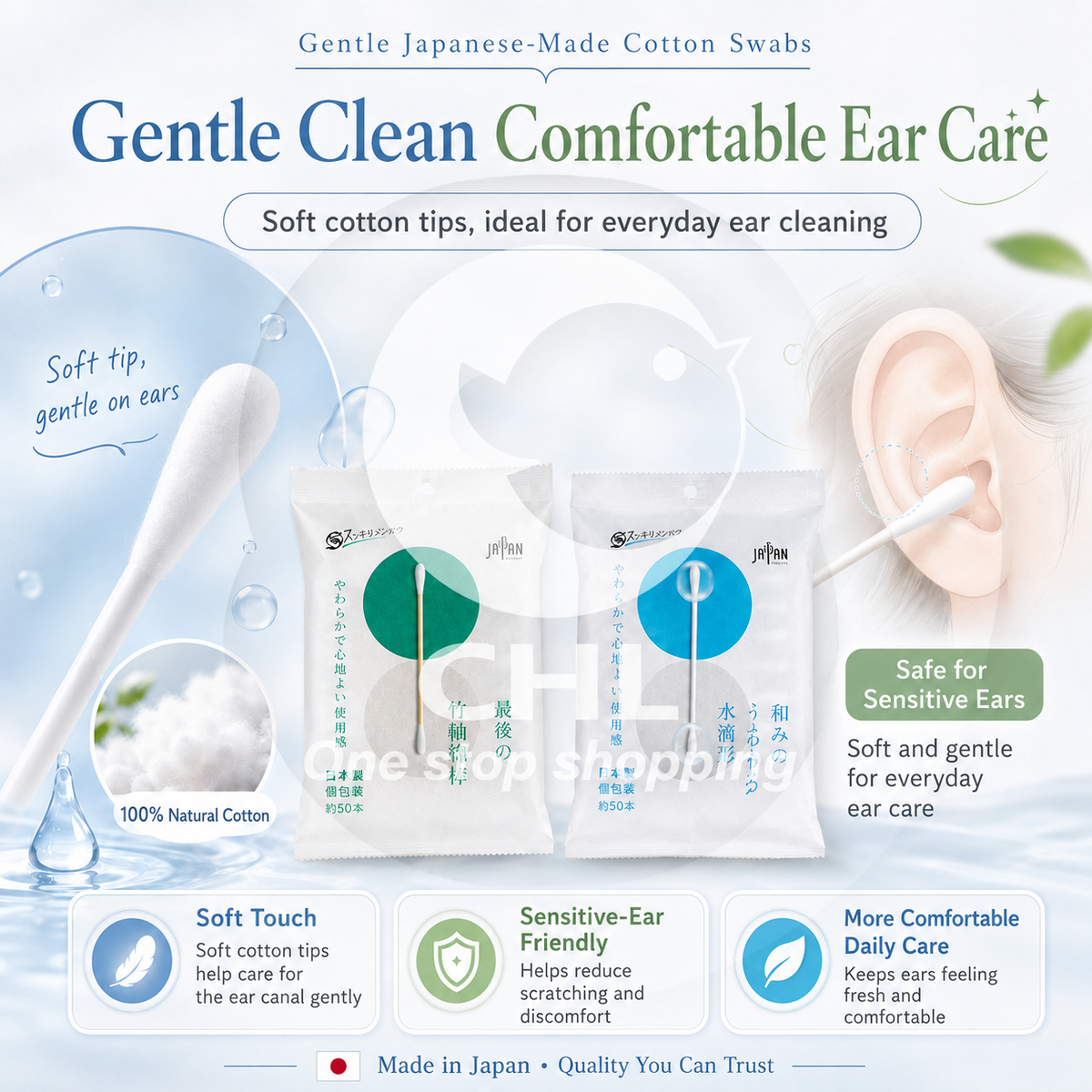 Japan Silver-Infused Cotton Swabs: Antibacterial Ear Cleaners