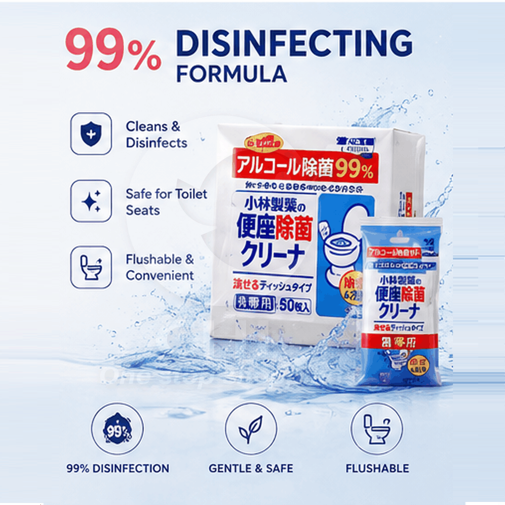 Kobayashi Hygienic Heated Toilet Seat Cleaner - 50 Pack