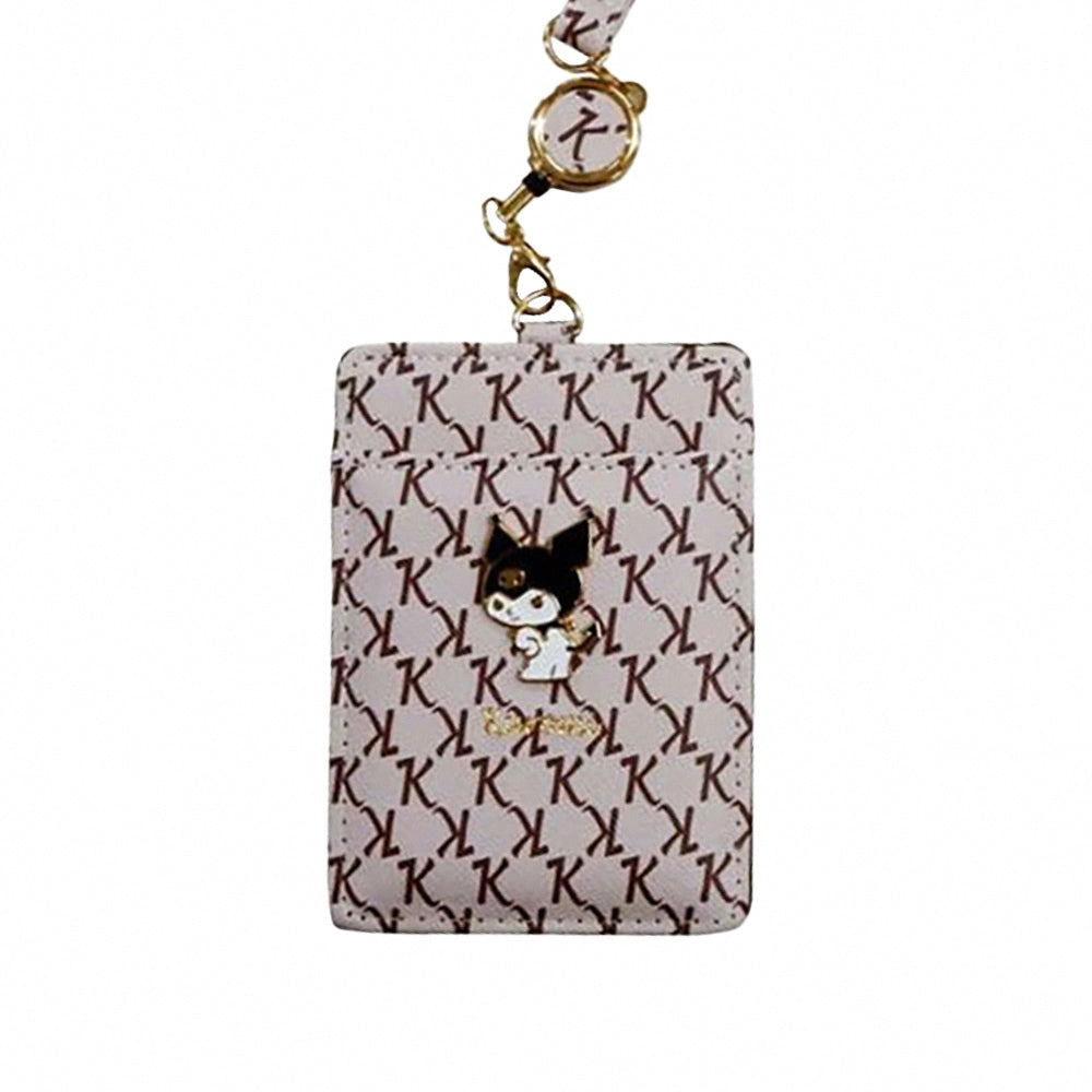 Kuromi Chic Sanrio Leather Card Holder with Telescopic Coil
