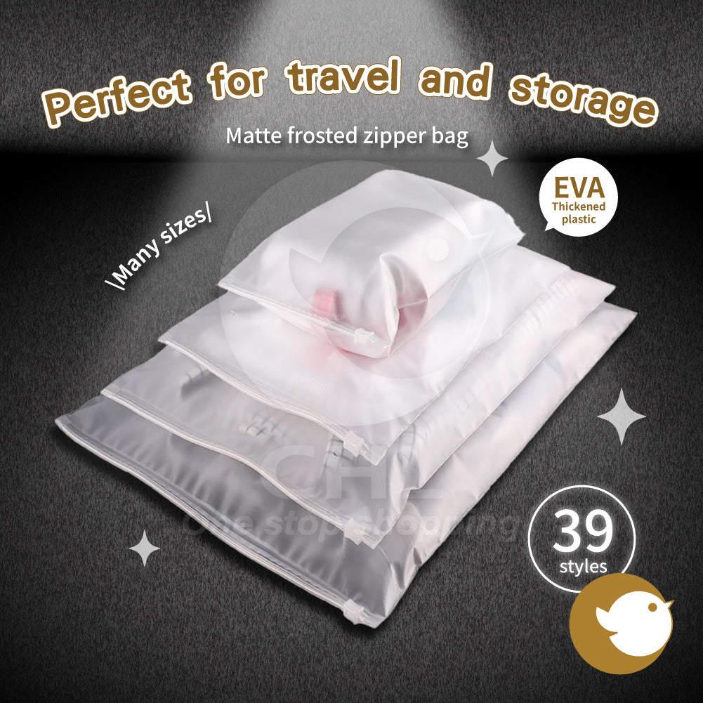 Durable Matte Finish Zipper Storage Bag - Waterproof & Translucent