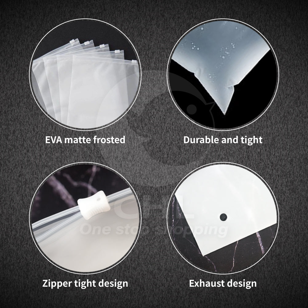 Durable Matte Finish Zipper Storage Bag - Waterproof & Translucent