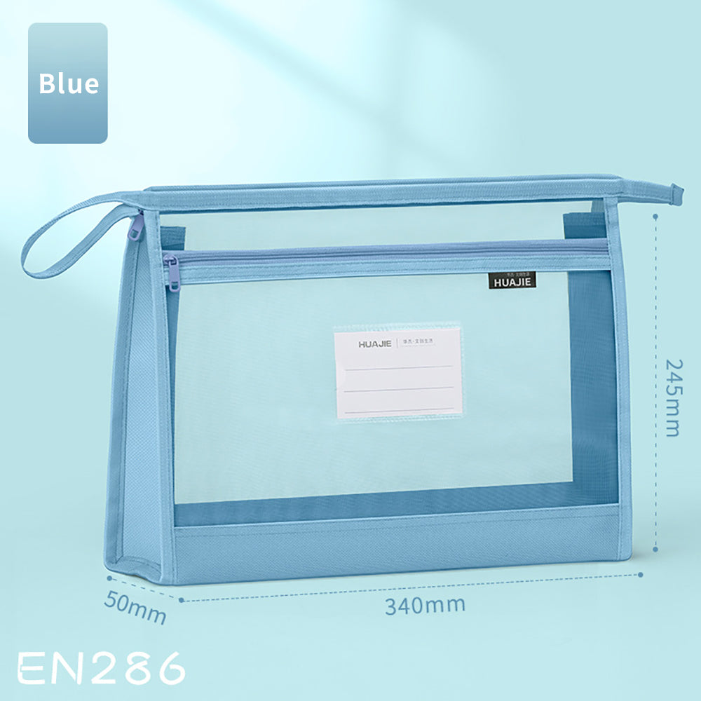 Muji-Style Morandi Mesh Transparent Pencil Case - Minimalist & Durable