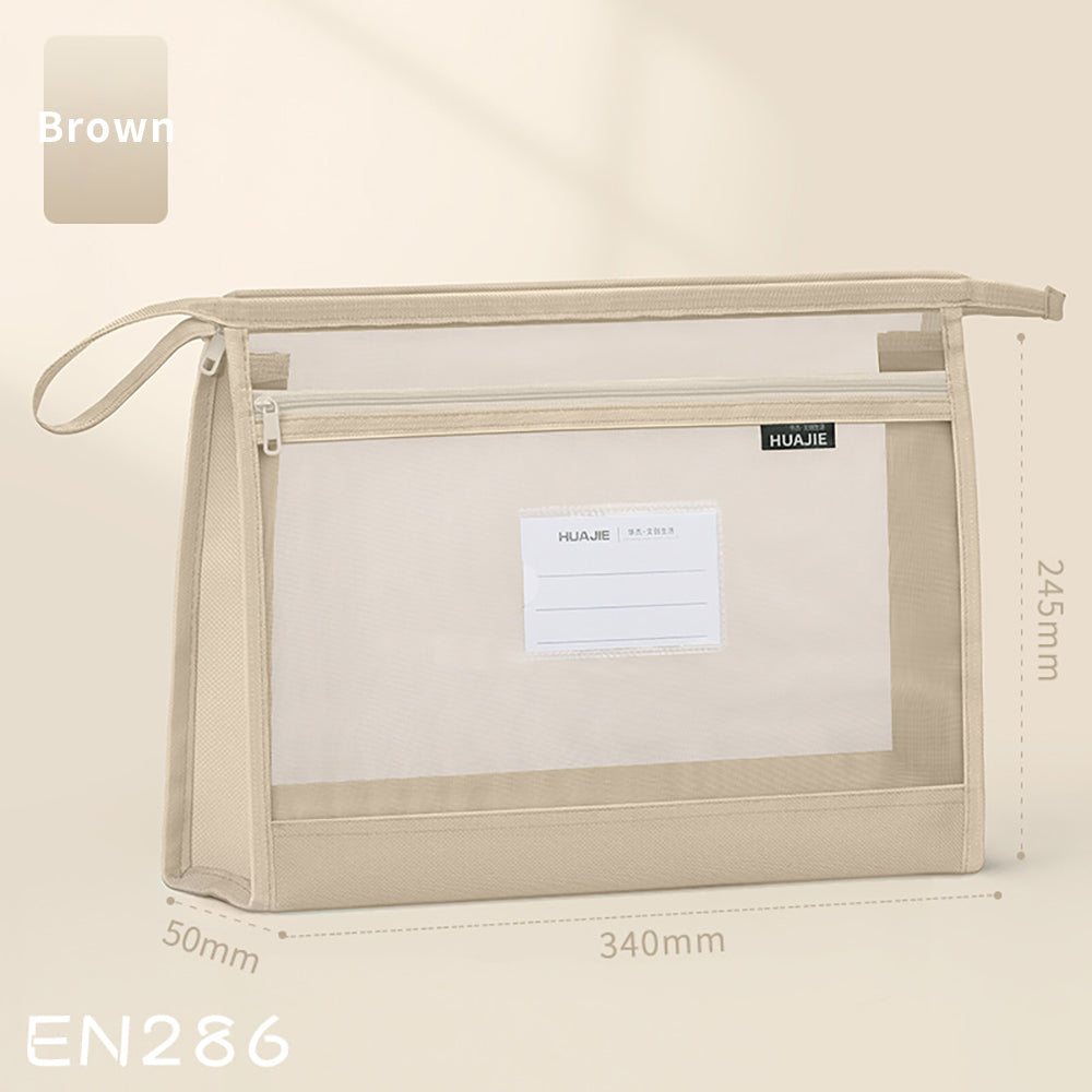 Muji-Style Morandi Mesh Transparent Pencil Case - Minimalist & Durable