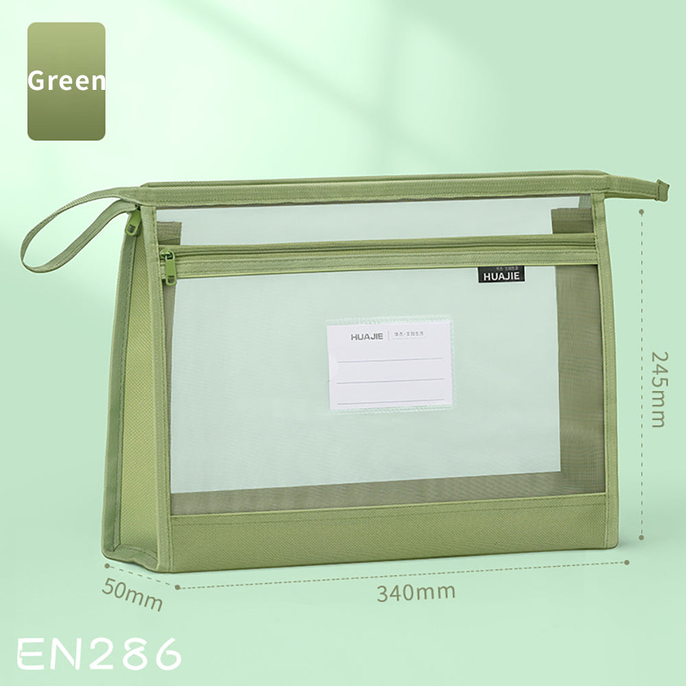 Muji-Style Morandi Mesh Transparent Pencil Case - Minimalist & Durable