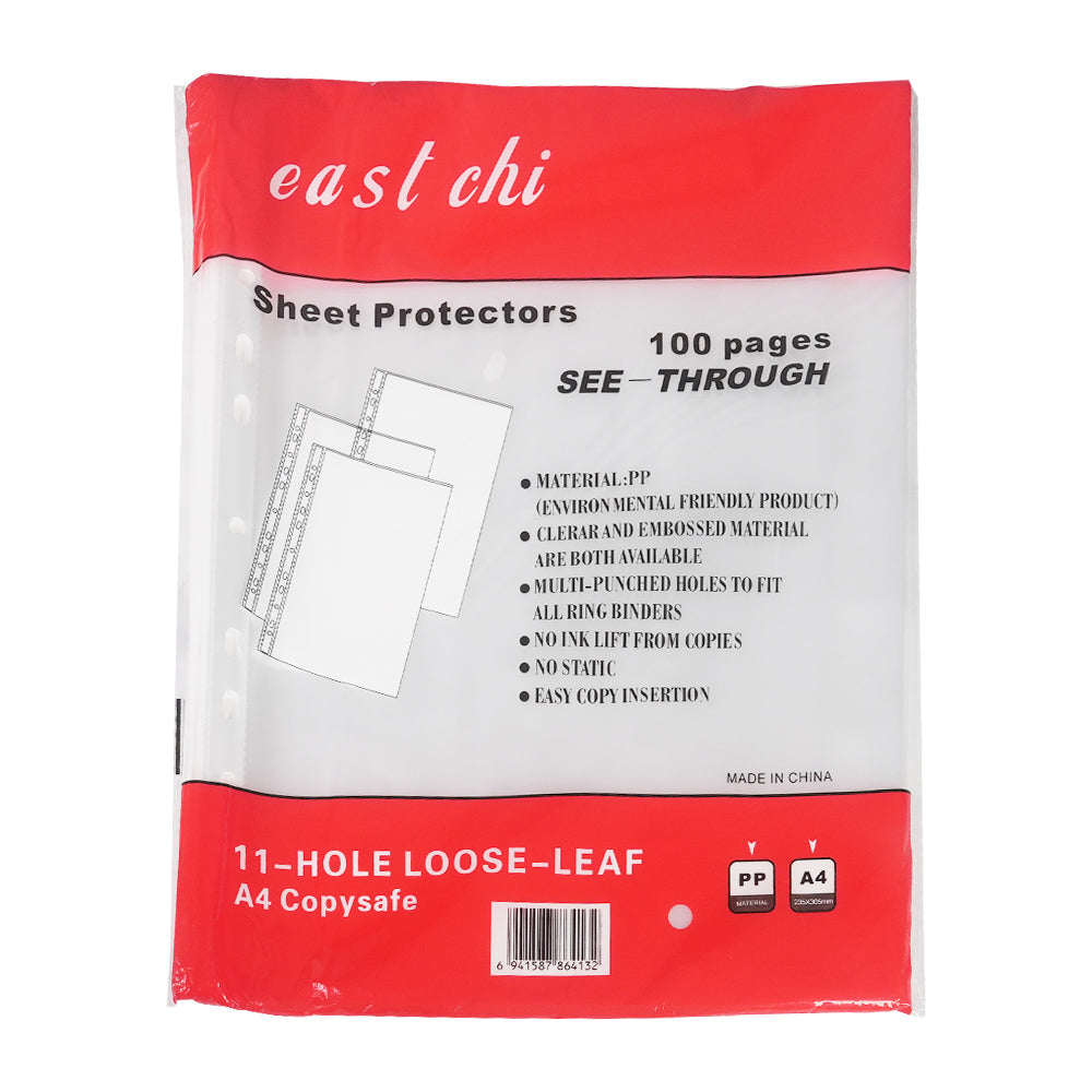 Transparent A4 Document Sleeves - 100 Pack Durable Waterproof Storage
