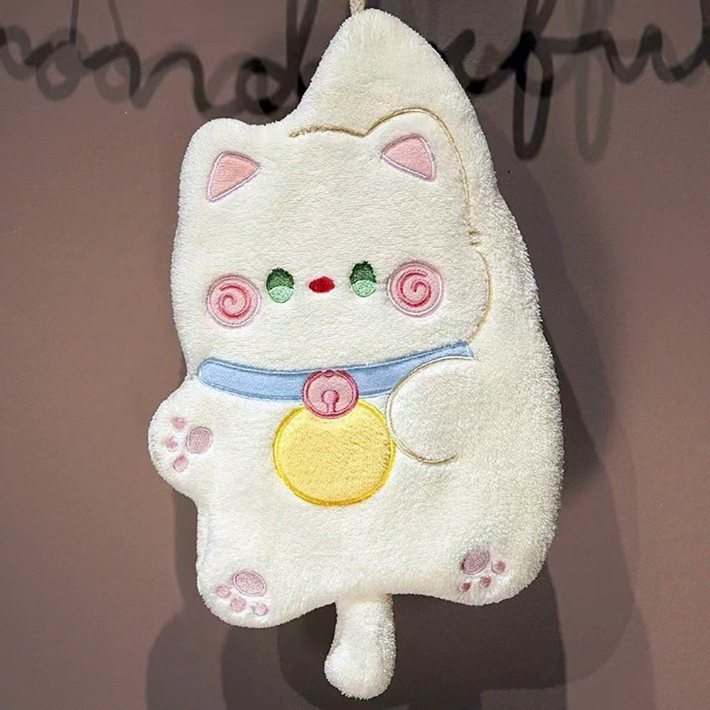 Lucky Cat Coral Velvet Super Absorbent Kitchen Towel
