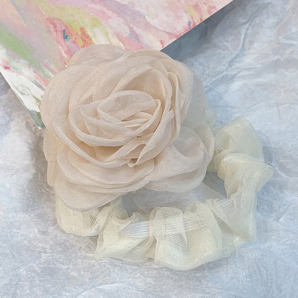 Korean Chic Floral Lace Elastic Hair Tie – Elegant Hair Accessory