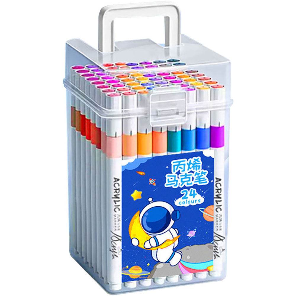24-Color Acrylic Marker Set – Waterproof Paint Pens, Layering Graffiti Markers for Wood, Glass & Plastic