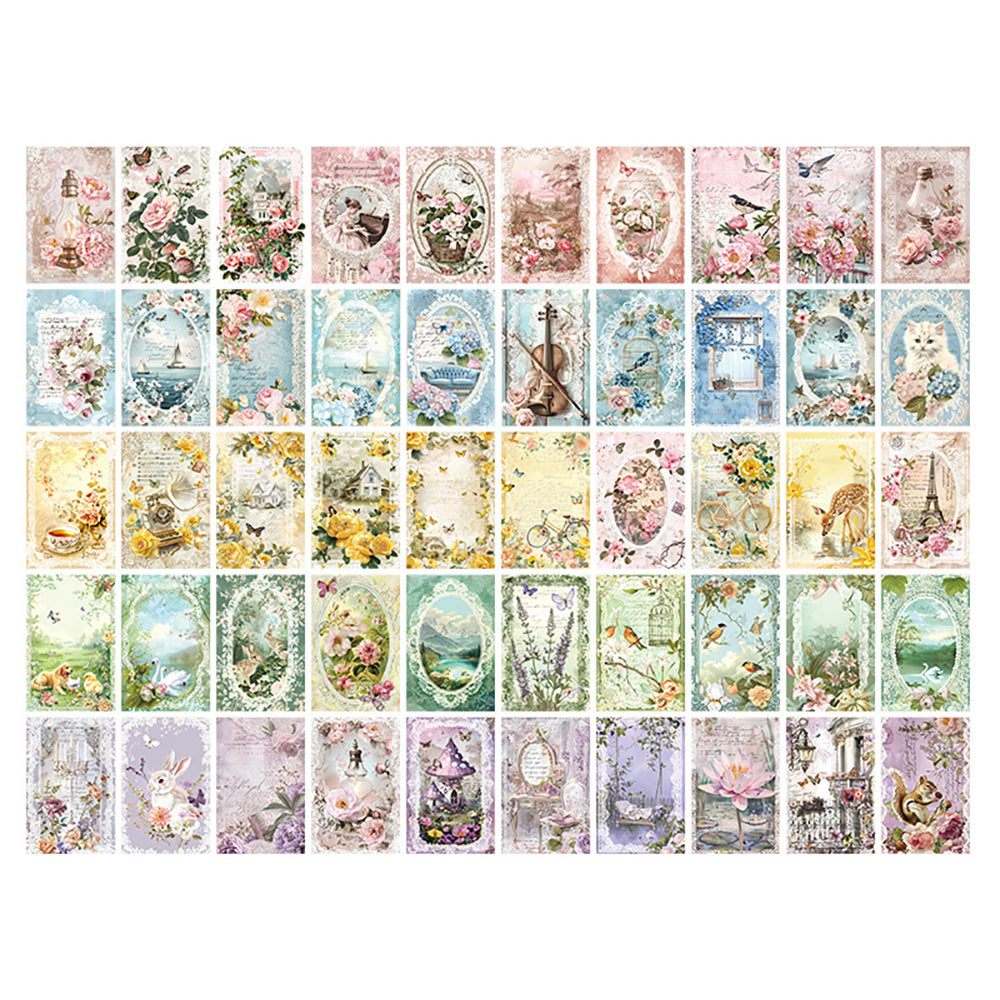 Notebook material paper Retro background decoration Floral style Landscape Soft and beautiful