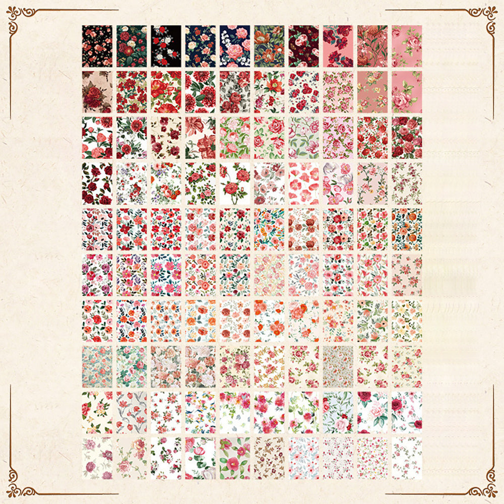 Notebook material paper Retro background decoration Floral style Landscape Soft and beautiful