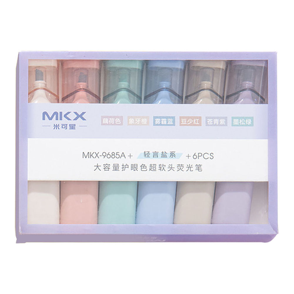 6-Color Soft Pastel Highlighter Set