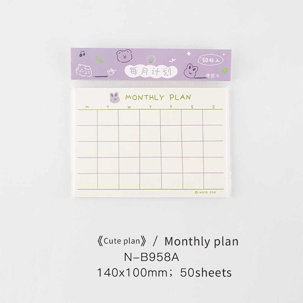 NOTE FOR note pad "Cute Plan" todo list plan check-in cute ins style handbook message pad note paper note pad to-do