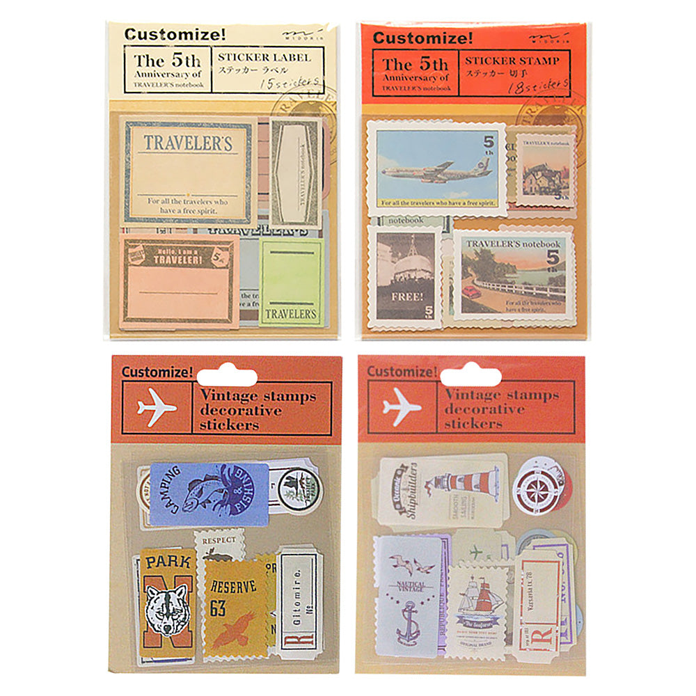 Vibrant Travel Notebook Sticker Set - Landmarks, Stamps & More