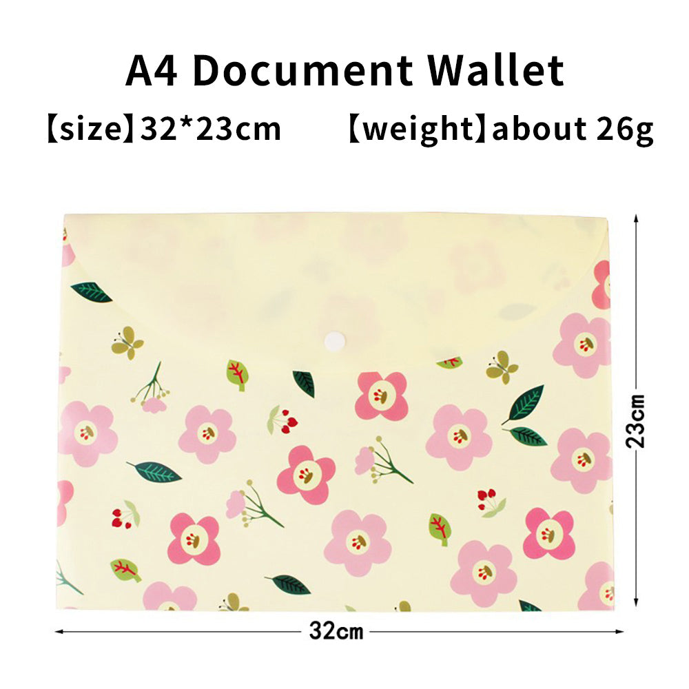 Korean Cute Cartoon & Floral A4 File Bag