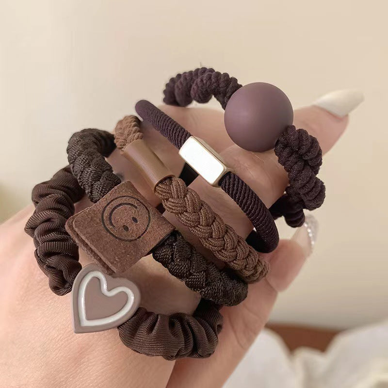 Korean Cozy Autumn Hair Tie Set - Plush, Knitted & Durable