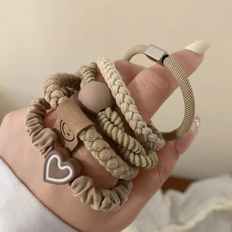 Korean Cozy Autumn Hair Tie Set - Plush, Knitted & Durable