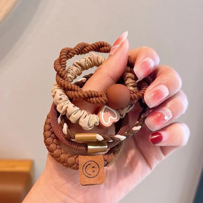 Korean Cozy Autumn Hair Tie Set - Plush, Knitted & Durable