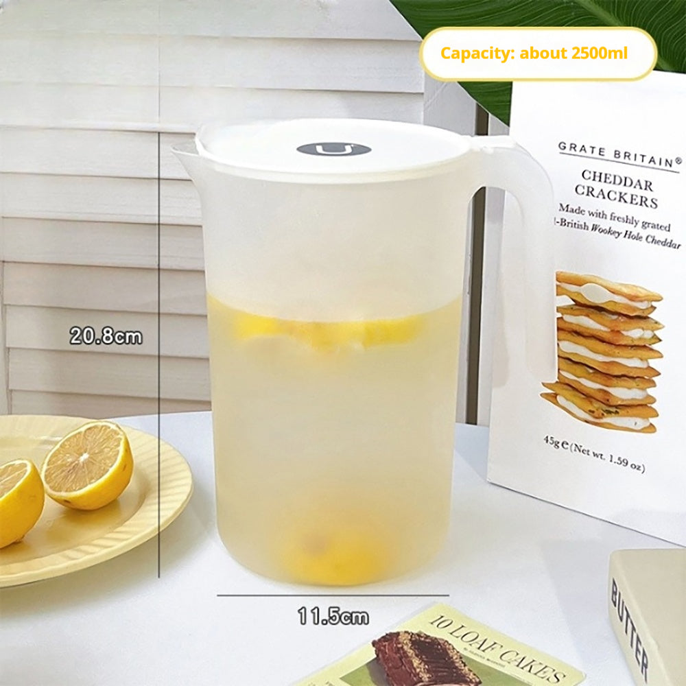 Cold water bottle household large capacity cold drink bucket convenient and practical white drinking water beverage matte translucent 2000ml 2500ml